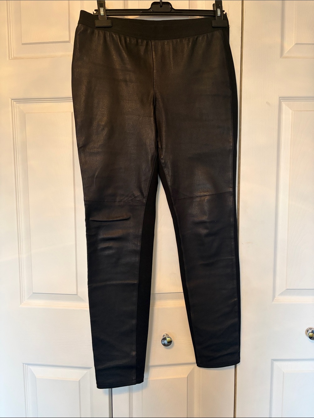 Eileen Fisher Black Lamb Skin Leather Front Jeggings. S